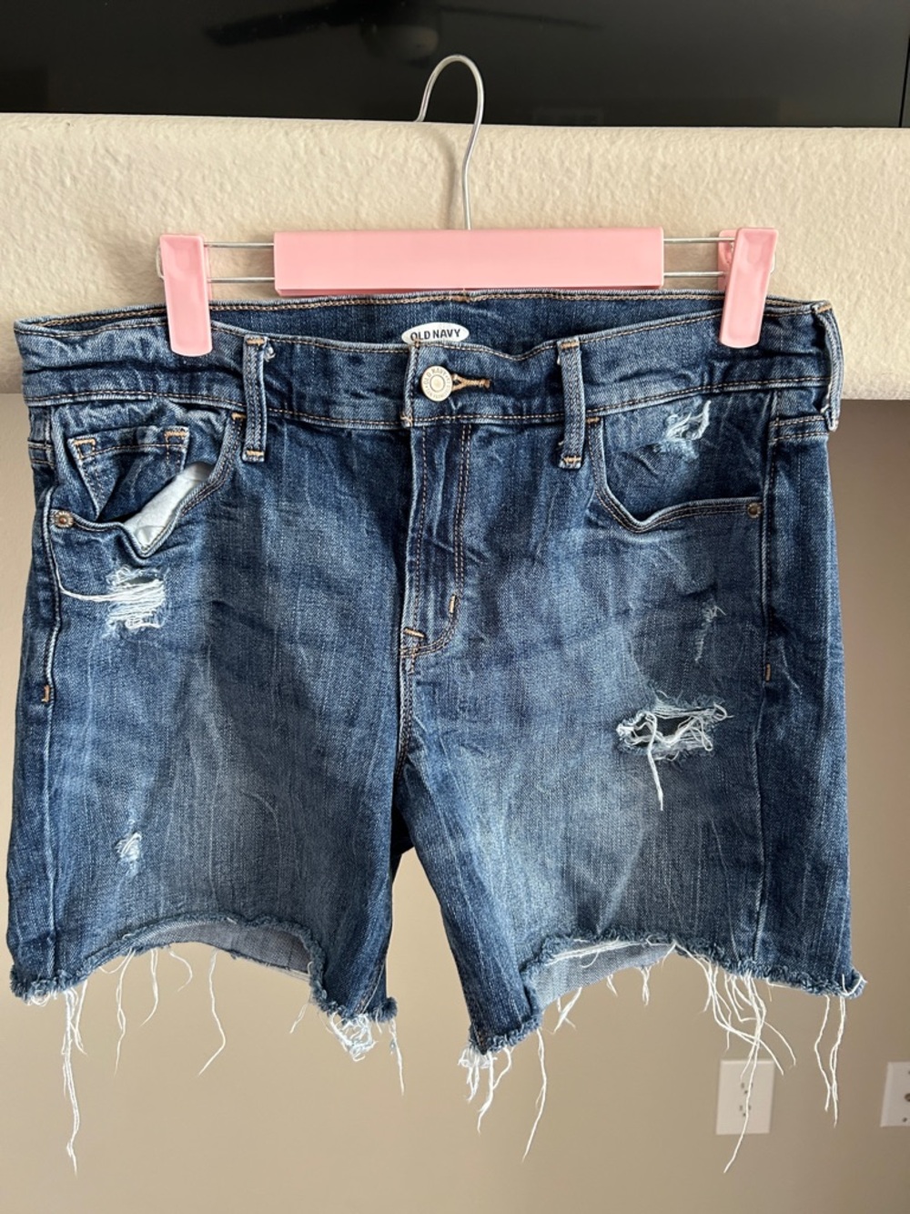 Old Navy Dark Blue Distressed Denim Cutoff Shorts